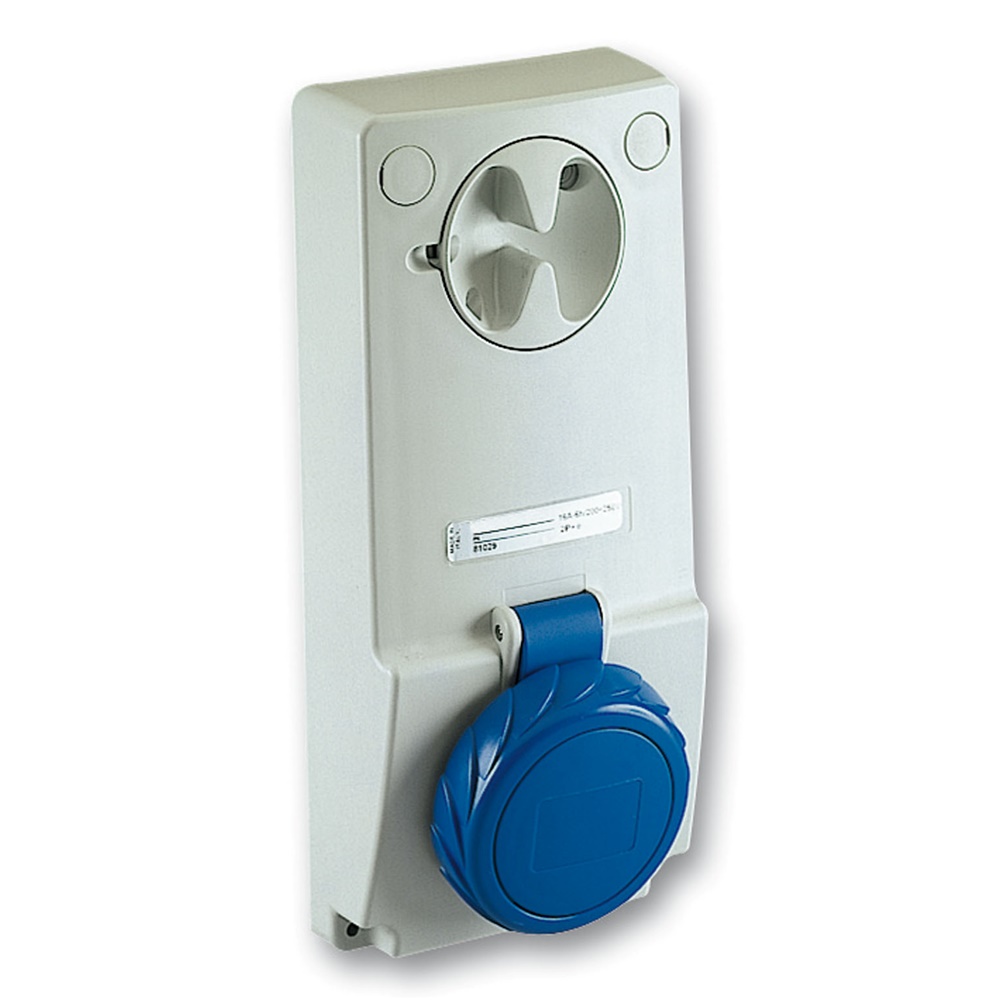 Presa da incasso interbloccata industriale IP65 16A 2P+T 220V per centralino grigio