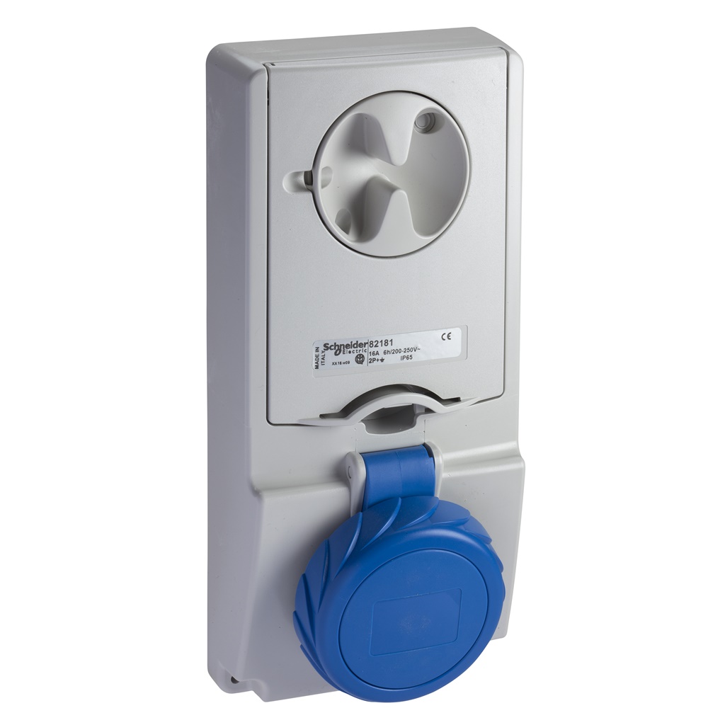 Presa da incasso interbloccata con fusibile IP65 16A 220V 2 poli + terra per installazioni sicure