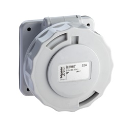 Presa fissa industriale IP67 2 poli 32A 48V 50Hz incasso quadro grigio chiaro