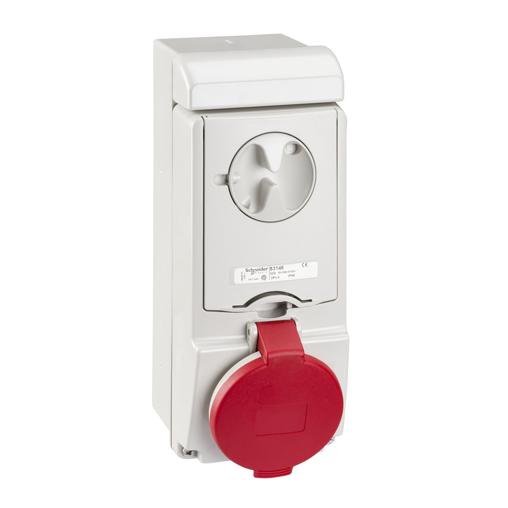 Presa da parete interbloccata fusibilata Unika IP44 32A 380V 3P+T