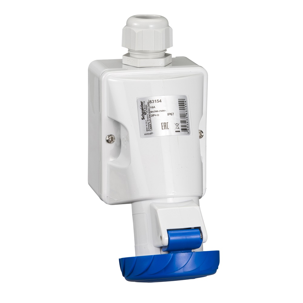 Presa fissa BT da parete IP67 16A 220V 2P+T