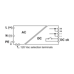 Alimentatore monofase 120-230Vac uscita 24Vdc 10A per uso industriale