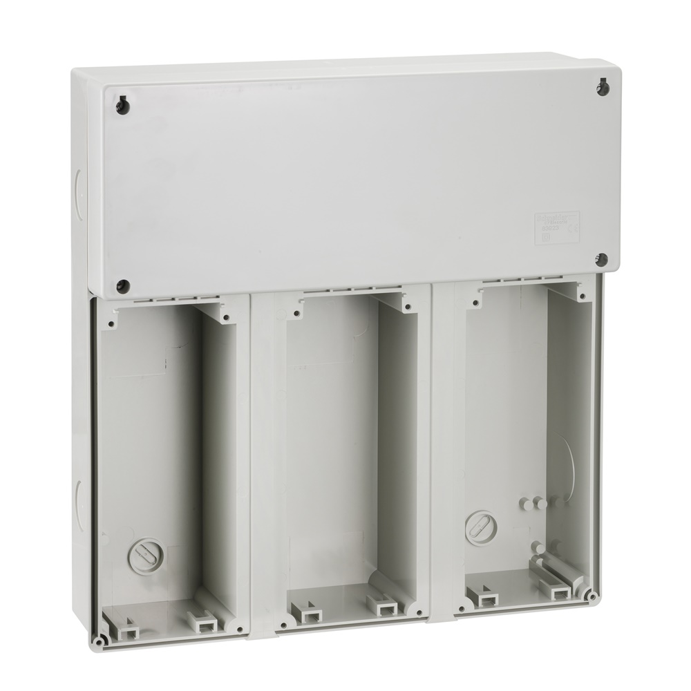 Base modulare 3 prese interbloccate Unika per impianti elettrici residenziali e industriali