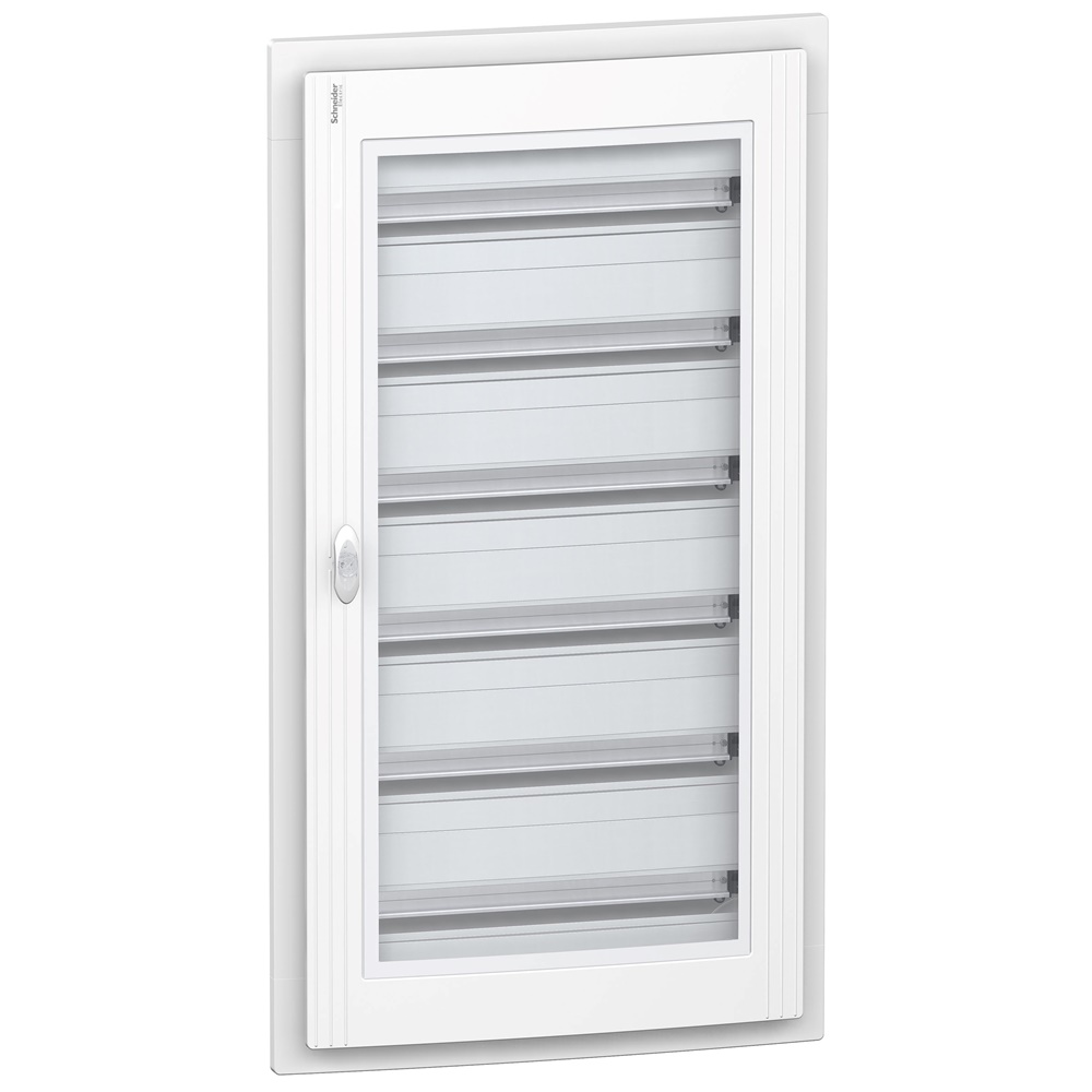 Centralino incasso Pragma 6x24moduli bianco porta trasparente.