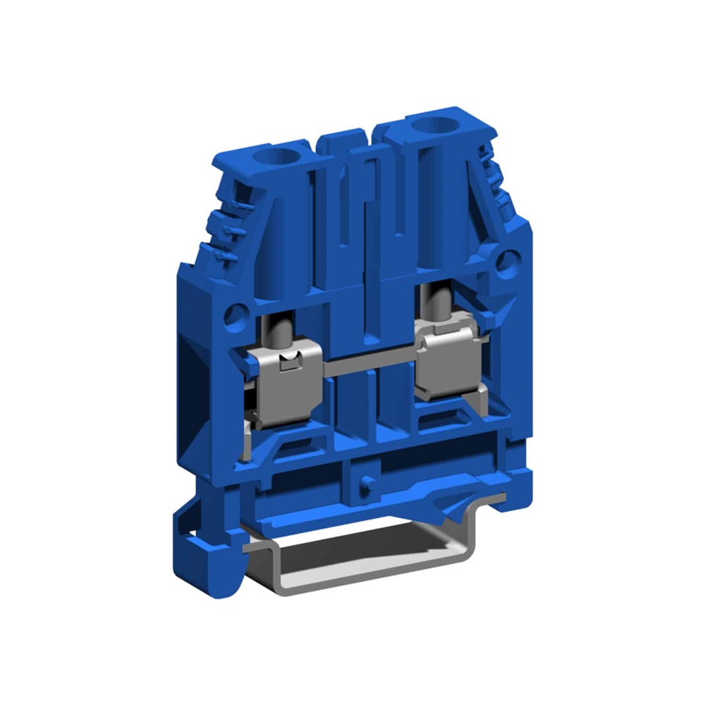 Morsetto passante a vite 6 mm² colore blu per installazioni elettriche rapide e sicure