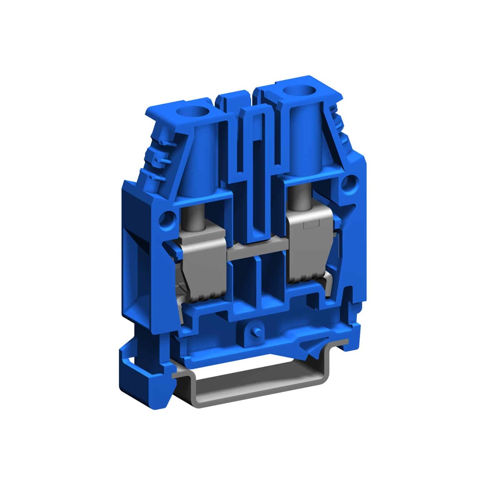 Morsetto passante a vite 10mm² 1-piano colore blu per cablaggio elettrico rapido e sicuro