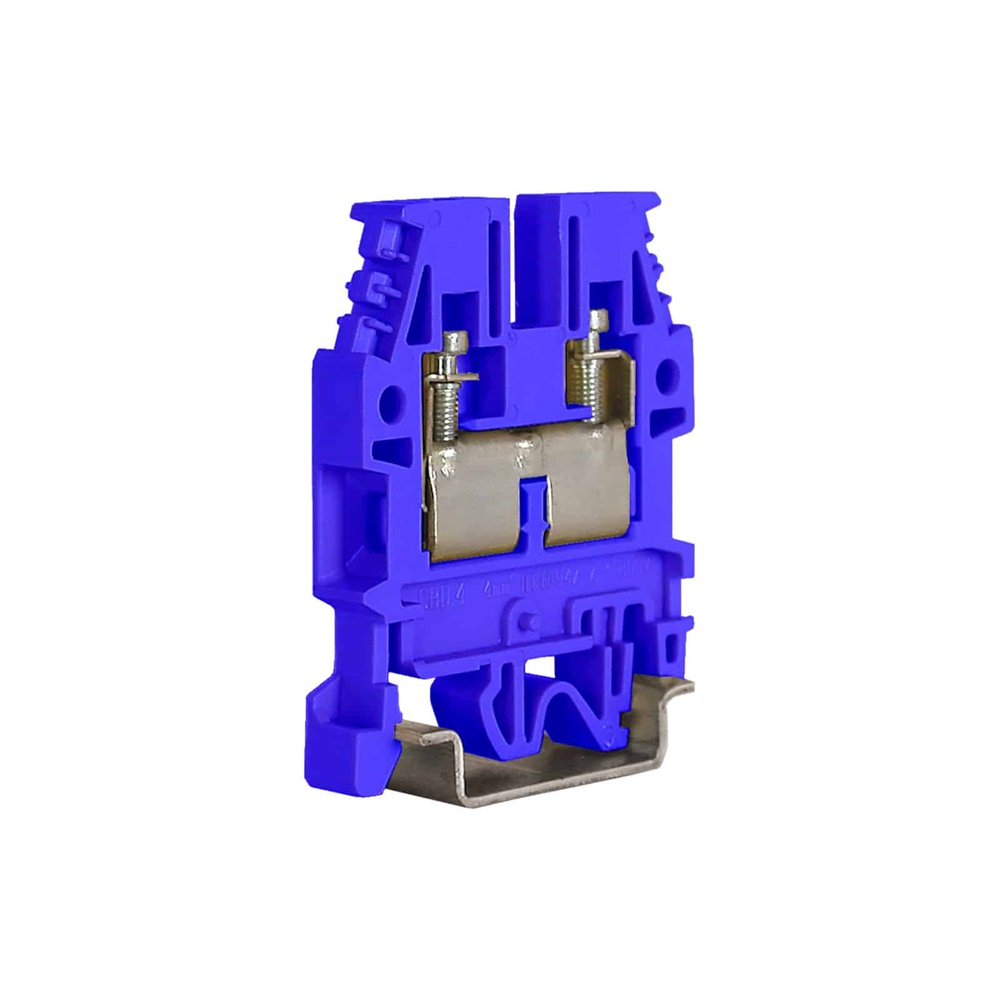 Morsetto passante a vite CBCBX24 4mm² compatto installazione elettrica efficiente blu