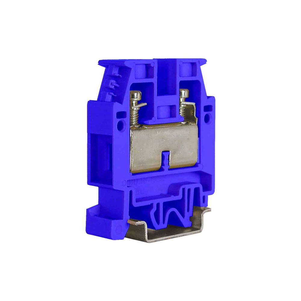 Morsetto passante a vite 16mm² colore blu per impianti elettrici quadri elettrici guida DIN
