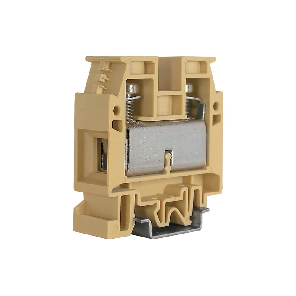 Morsetto passante a vite 50mm² beige per installazioni elettriche su guida DIN serie CBD