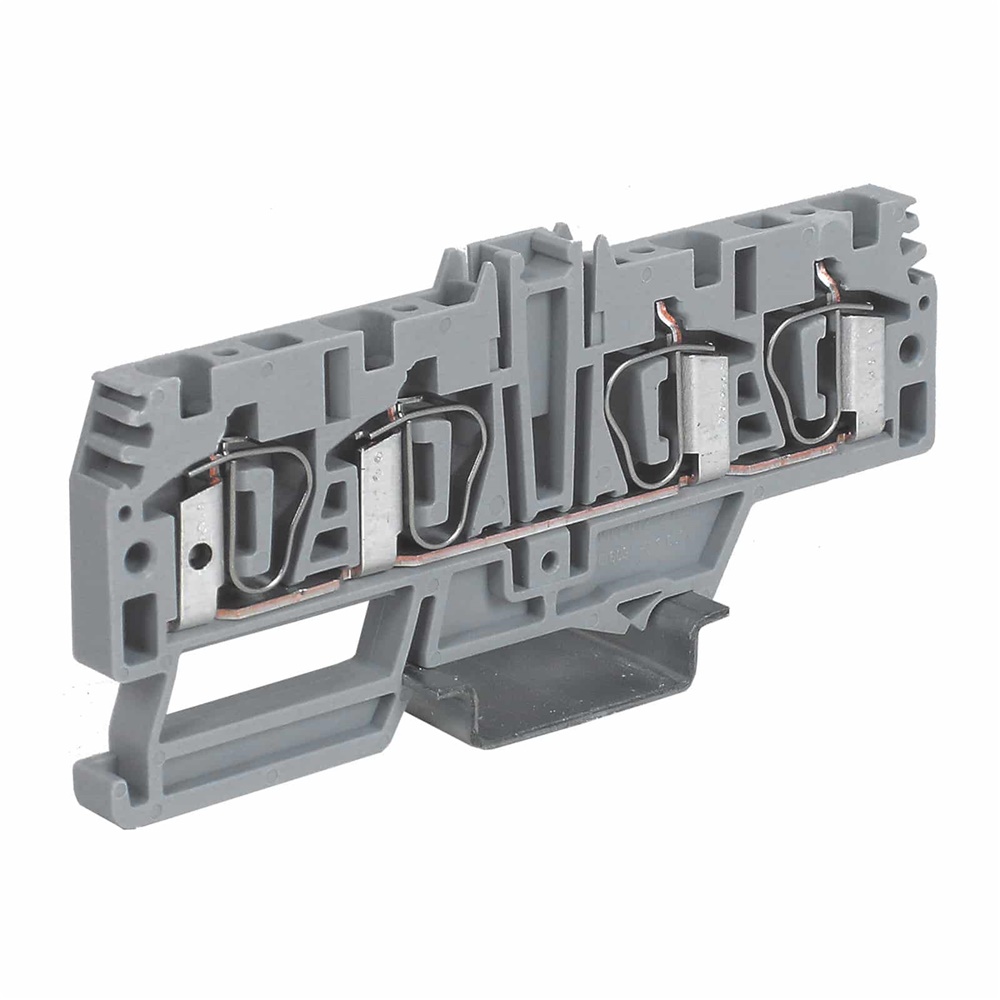 Morsetto passante HMM.4/2+2GR 4mm² a molla 2+2 poli grigio per installazioni elettriche rapide e sicure