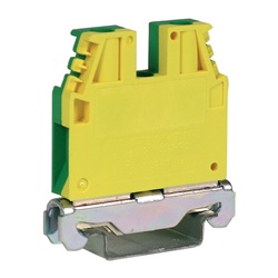 Morsetto di terra TEC.6/O vite 6mm² montaggio rapido guida TH35 compatto