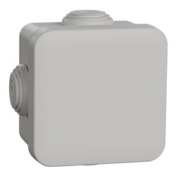 Scatola derivazione IP55 88x45x88 mm con 4 entrate stagne, coperchio a scatto, resistente urti e materiali privi alogeni, per installazioni interne ed esterne in ambienti umidi e polverosi