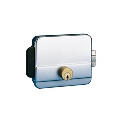 Serratura bivalente destra-sinistra per cancelli, chiavi entrambi i lati, 12VAC 2.5A