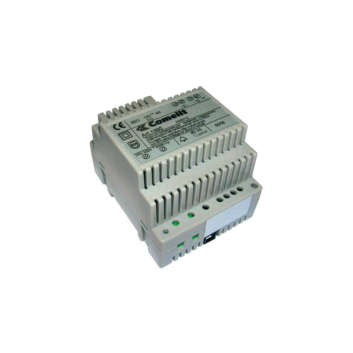 Trasformatore 230VAC/12VAC 60VA, uso intermittente, protezione PTC integrata, montaggio DIN 4 moduli