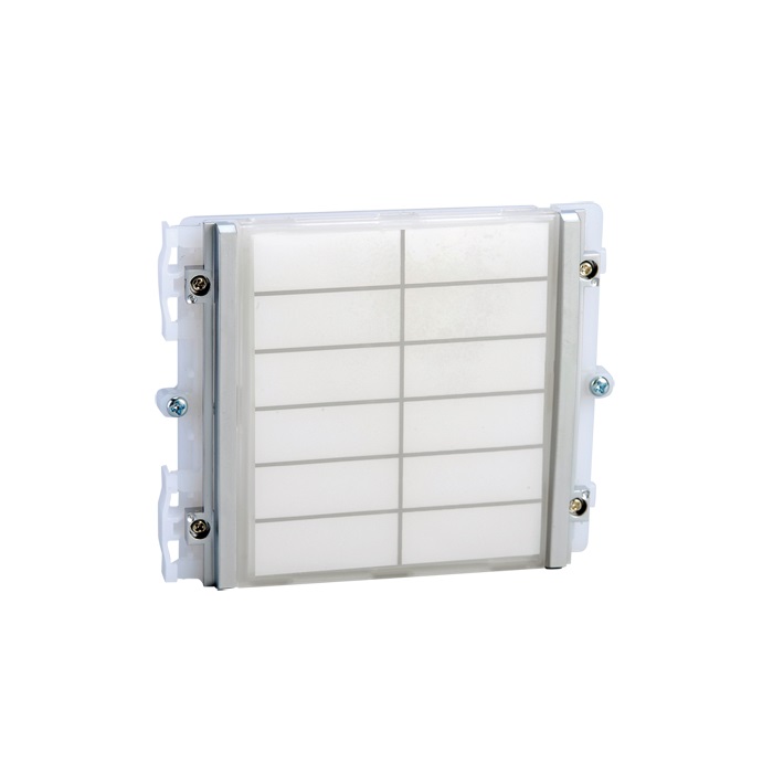 Serie Ikall - Modulo illuminato segnalazioni, sistema Simplebus, cartellino max 12 nomi, illuminazione LED blu/bianco/spento