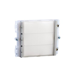 Serie Ikall - Modulo 3 pulsanti, sistema Simplebus/ViP, cartellini portanome, illuminazione LED blu/bianco/spento