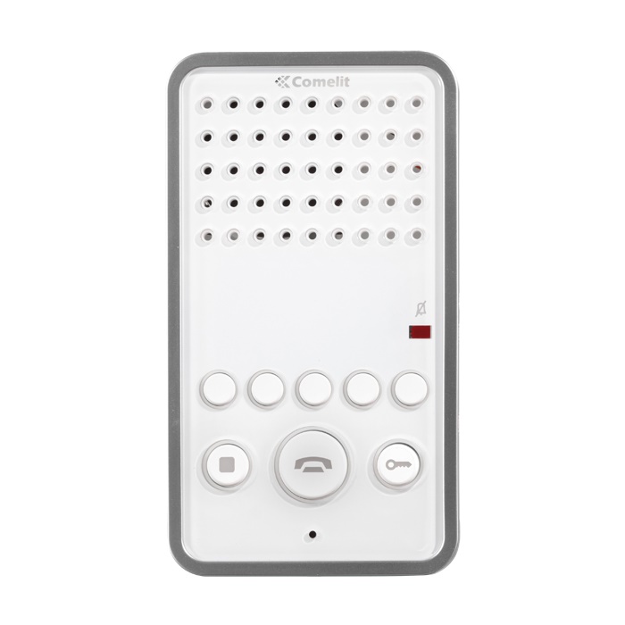 Citofono vivavoce full-duplex, sistema ViP, chiamata elettronica, privacy, 7 pulsanti configurabili, LED fonica attiva, finitura bianca