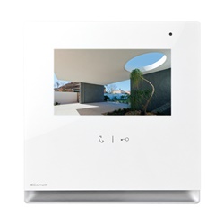 Serie Icona - Monitor 4.3/16:9 touch screen vivavoce a colori, sistema ViP, full-duplex, boucle magnetique, finitura bianca