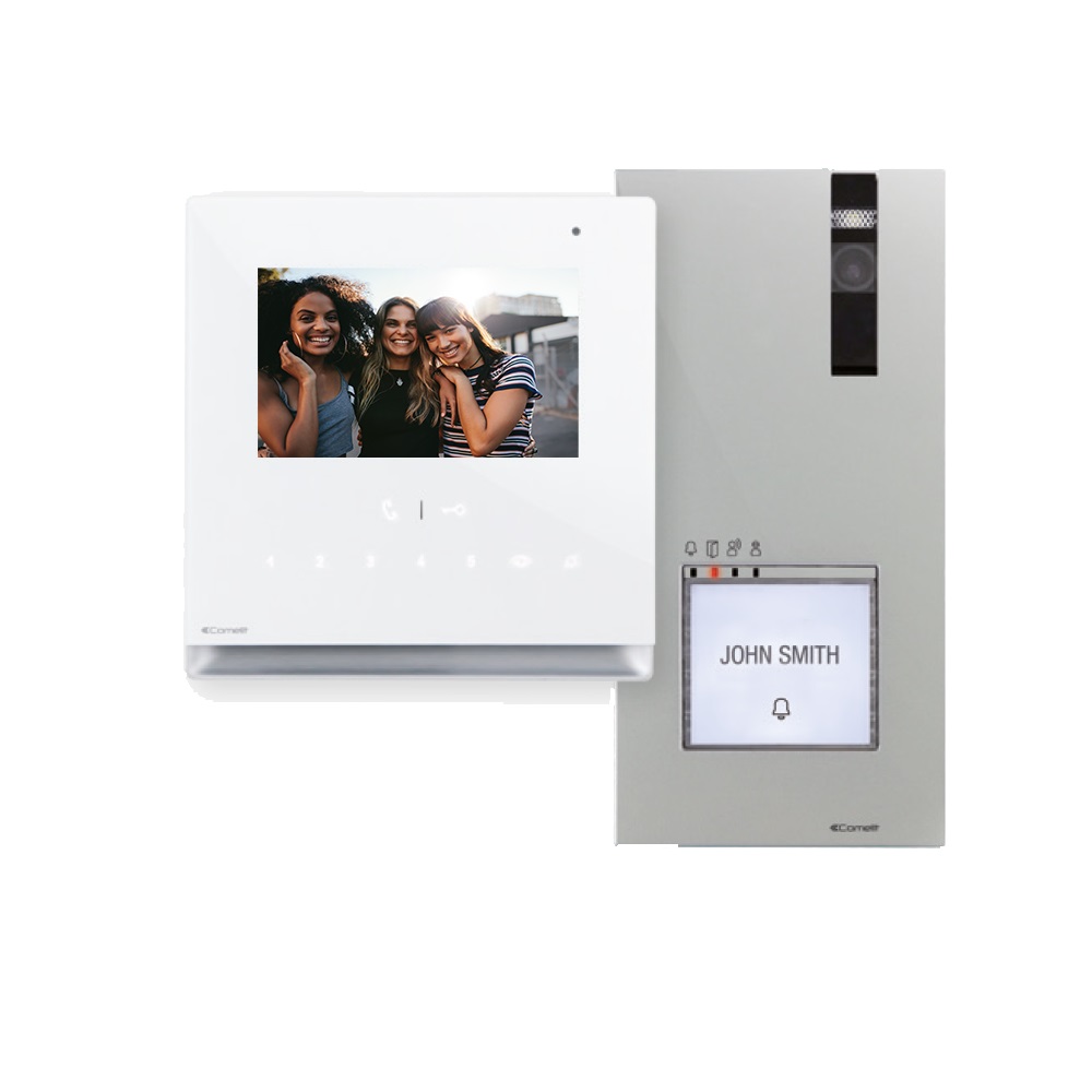 Serie Icona - Kit video monofamiliare Quadra-Icona, sistema Simplebus 2, monitor vivavoce 6601W