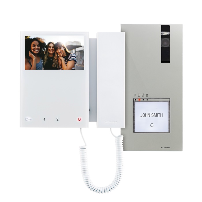 Serie Mini - Kit video monofamiliare Quadra-Mini cornetta, sistema Simplebus 2, monitor 6701W