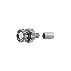 Connettore BNC da crimpare, ottone nichelato, isolamento teflon, cavo RG59/U, confezione 50 pezzi