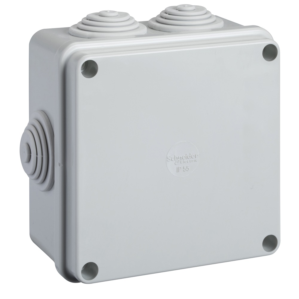 Scatola derivazione Pilote IP55 100x100x50 mm con 6 entrate stagne Ø25 per installazioni elettriche protette