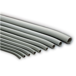 Guaina spiralata flessibile PVC Ø12 mm grigio RAL7035, protezione IP64, uso installazione cavi interni ed esterni