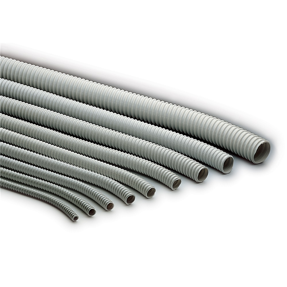 Guaina spiralata flessibile PVC grigio Ø14mm IP64 resistente fuoco per installazioni cavi