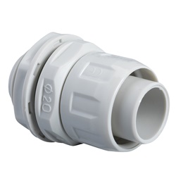 Raccordo guaina-scatola PVC grigio 20mm IP65 resistente fuoco per canaline flessibili