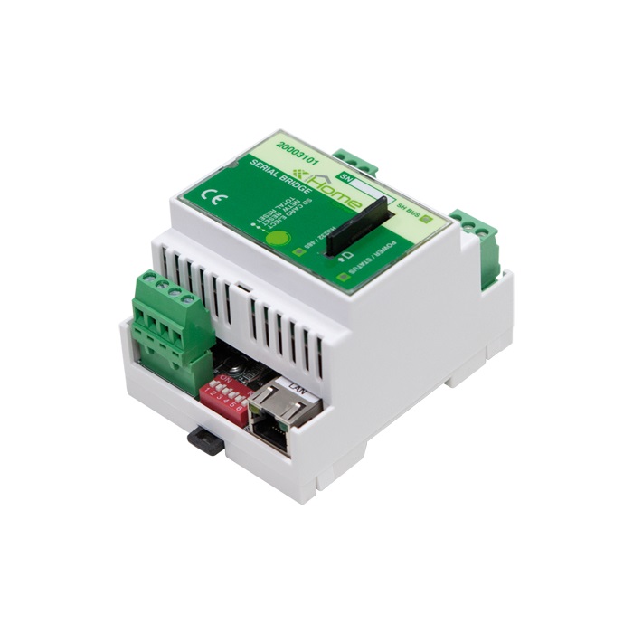 Modulo serial bridge SimpleHome con SD card e web server, gestione remota, RS232/RS485/Ethernet, DIN 4 moduli