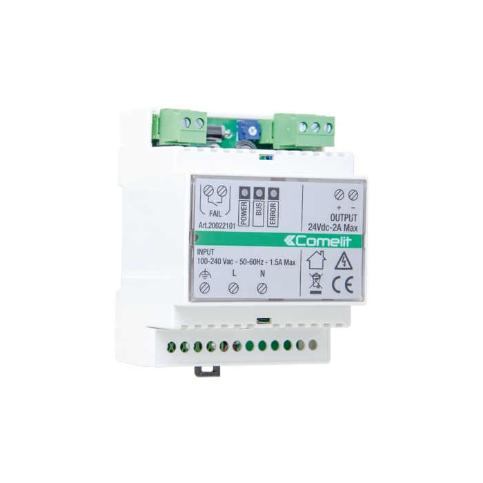 Alimentatore switching SimpleHome 24VDC 2A, montaggio DIN 2 moduli, autoprotetto, parallelabile