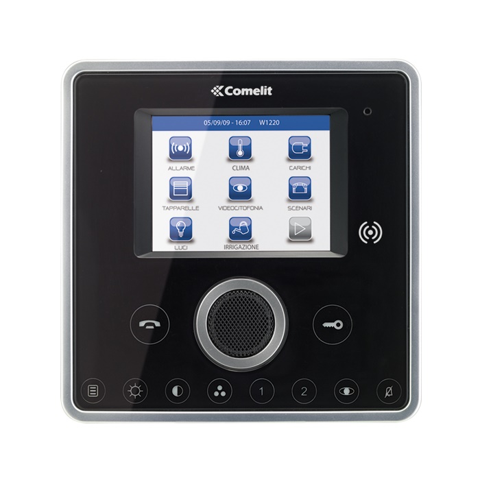 Serie Planux Manager - Touch screen 3.5 supervisore nero, videocitofonia Simplebus TOP integrata, gestione domotica