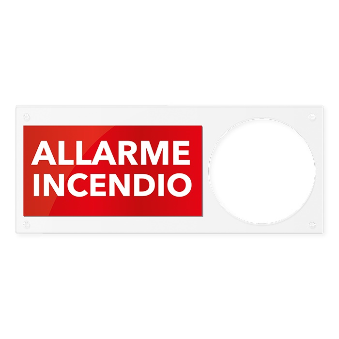 Pannello indicatore allarme incendio plexiglass, spazio sirena 41SCI000, 350x140x5mm