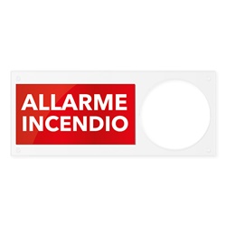 Pannello indicatore allarme incendio plexiglass, spazio sirena 41SCI000, 350x140x5mm