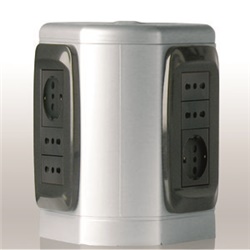 Multipresa verticale alluminio compatta design moderno per spazi lavoro e casa