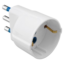 Adattatore semplificato 2P+T 10A universale Italia-Germania bianco per usi civili