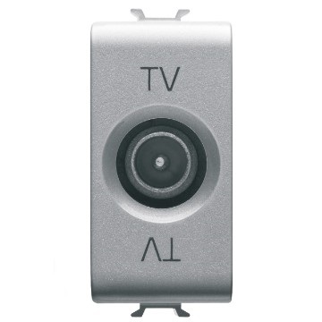 Presa TV diretta schermatura di classe A con connettore maschio 9,5mm diretto passaggio di corrente 1 modulo 