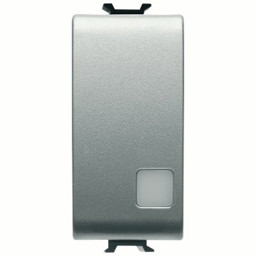 PULSANTE ELETTRONICO SOFT-CLICK - LUMINOSO - CON LENTE NEUTRA SOST. - PER INTERF.CONT. BUS - 1P NA PRIVO DI POT. - 1 MODULO - TITANIO - CHORUSMART
