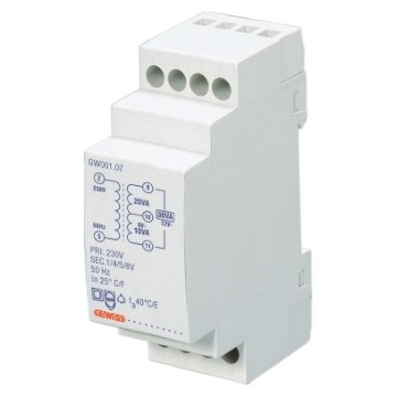 TRASFORMATORE PER SUONERIE - 15VA 230/4+8=12V - 2 MODULI