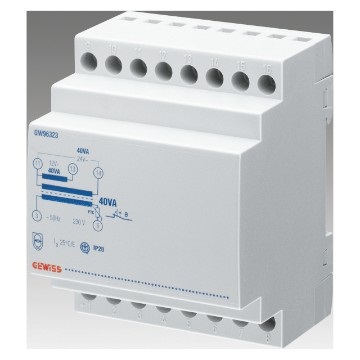 TRASFORMATORE PER SUONERIE - 40VA 230/4+8=12V - 3 MODULI