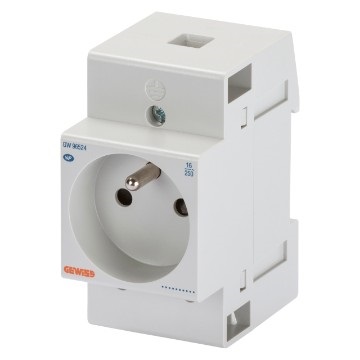 PRESA PER GUIDA DIN - STANDARD FRANCESE -2P+T 16A - 2,5 MODULI