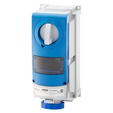 PRESA FISSA INTERBLOCCATA VERTICALE - CON FONDO -PER MONTAGGIO APPARECCHIATURE MODULARI - IMPIEGHI GRAVOSI - 2P+T 32A 200-250V-50/60HZ 6H-IP66