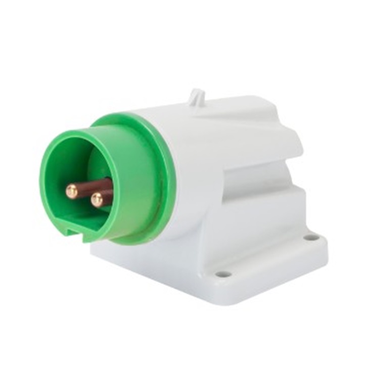 SPINA FISSA DA PARETE A 90° - IP44 - 3P 16A 20-25V e 40-50V 50-60HZ - VERDE - 4H - CABLAGGIO A VITE