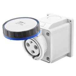 PRESA FISSA DA PARETE A 10° - IP67 - 3P+N+T 63A 200-250V 50/60HZ - BLU - 9H - CABLAGGIO A VITE