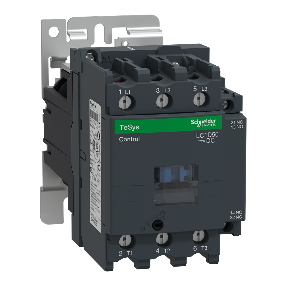 Contattore TeSys LC1D 3 poli 50A 24V DC controllo motori fino 22kW montaggio DIN