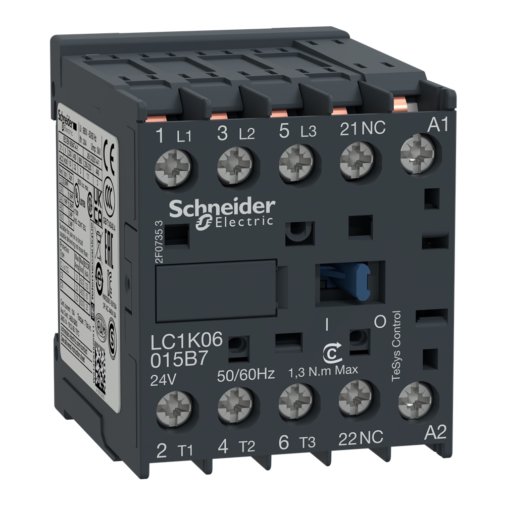 Contattore TeSys LC1K - 3P(3 NO) - AC3 - <= 440 V 6 A - 24 V AC
