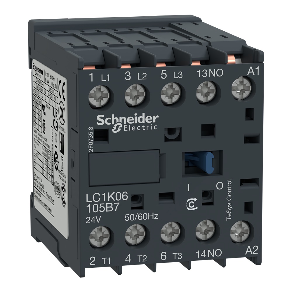 Contattore TeSys LC1K - 3P(3 NO) - AC3 - <= 440 V 6 A - 24 V AC
