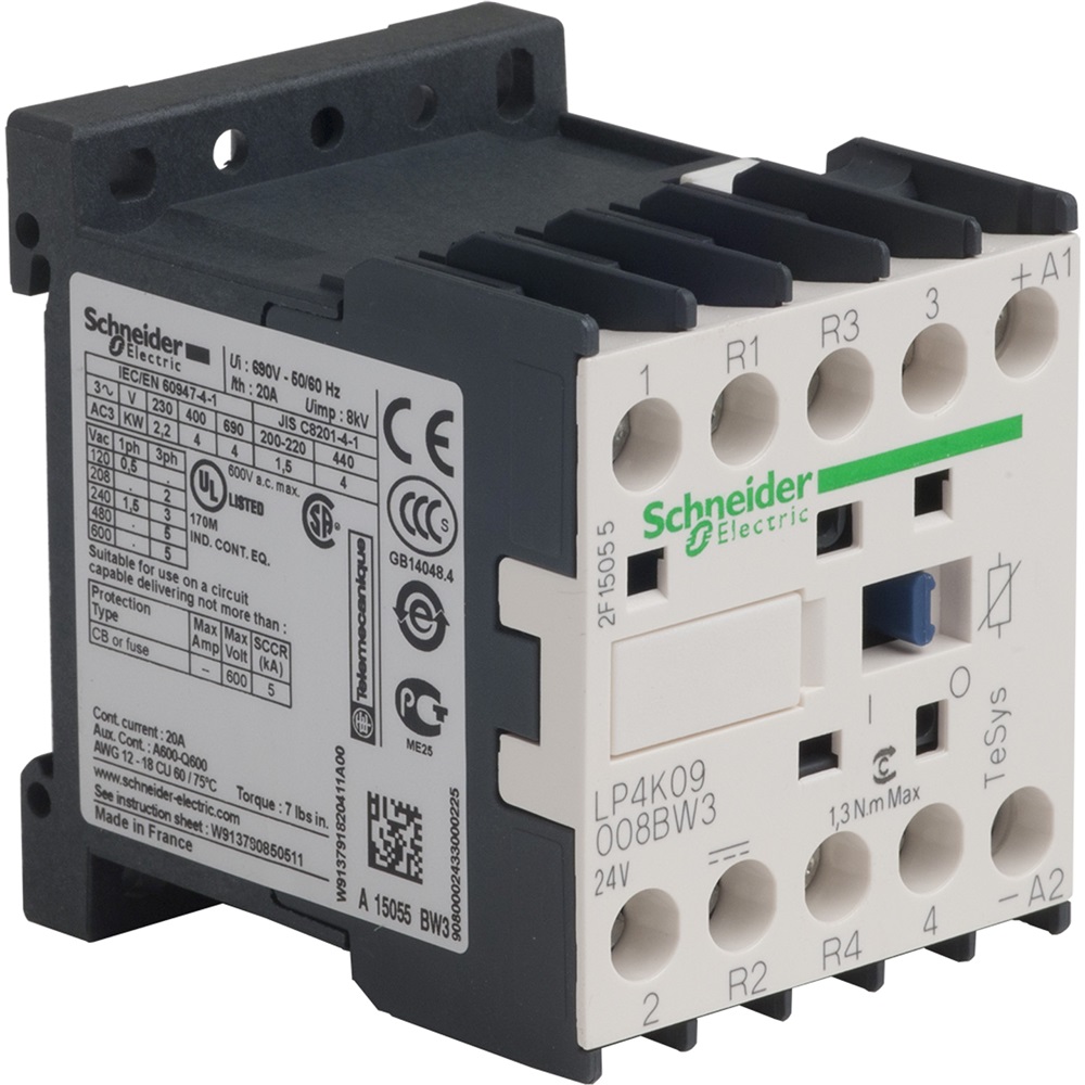 Contattore TeSys LP4K - 4 poli (2NO + 2NC) - CA-1 440V 20 A - 24 V CC
