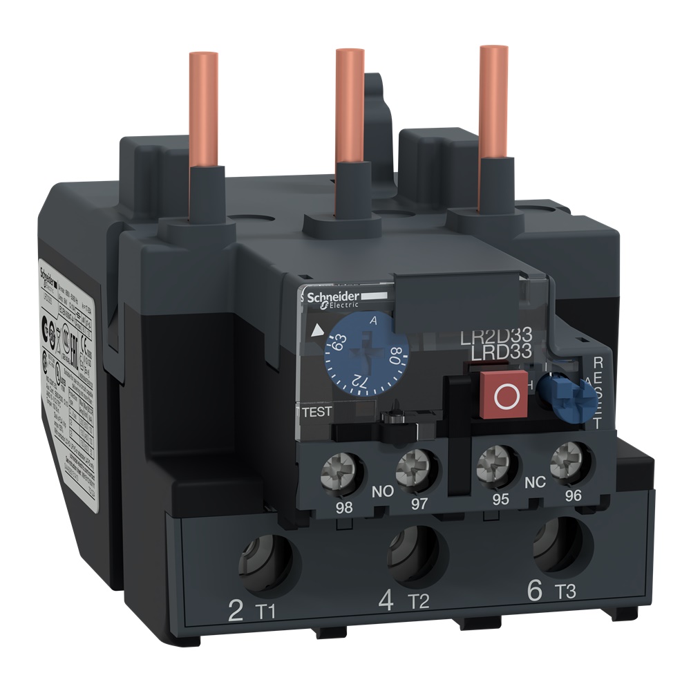 Relè termico sovraccarico TeSys LRD 63-80A Classe 10A protezione motori 37kW 400V uso industriale
