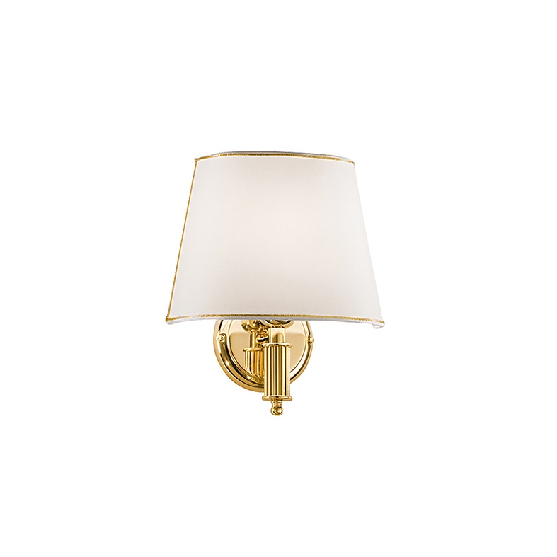Applique ottone oro lucido paralume avorio 1xE27 LED uso residenziale hospitality